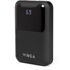 Батарея универсальная Vinga 10000 mAh Display soft touch black (BTPB0310LEDROBK)