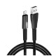 Дата кабель USB 2.0 AM to Lightning 1.0m zinc alloy + led black ColorWay (CW-CBUL035-BK)