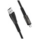 Дата кабель USB 2.0 AM to Lightning 1.0m zinc alloy + led black ColorWay (CW-CBUL035-BK)