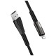 Дата кабель USB 2.0 AM to Lightning 1.0m zinc alloy + led black ColorWay (CW-CBUL035-BK)