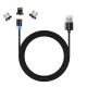 Дата кабель USB 3в1 (Lightning+MicroUSB+Type-C) Magnet only charge ColorWay (CW-CBUU020-BK)