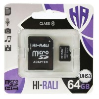 Карта памяти Hi-Rali 64GB microSD class10 UHS-I U3 (HI-64GBSDU3CL10-01)