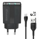 Зарядное устройство Grand-X CH-15T 5V 2,4A 2USB Black + cable USB -> Type-C (CH-15T)