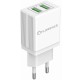 Зарядное устройство Florence 2USB 2A + Type-C cable white (FL-1021-WT)