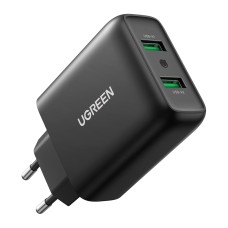 Зарядное устройство Ugreen CD161 36W 2xUSB QC 3.0 Charger (Black) (10216)