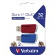 USB флеш накопитель Verbatim 2x32GB Store 'n' Click Red/Blue USB 3.2 (49308)